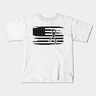 Hairstylist Hairdresser barber - Scissor in American Flag Kids T-Shirt